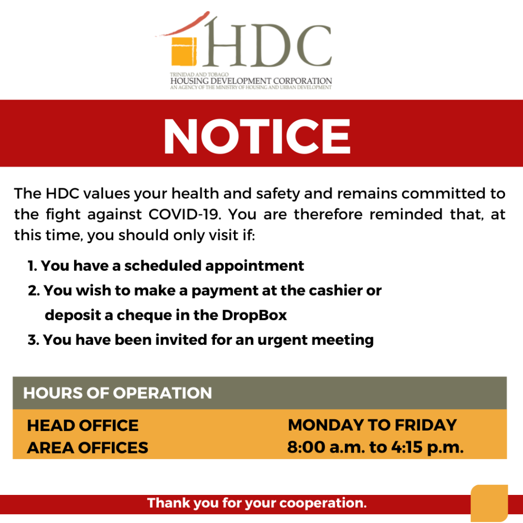 HDC | Notice - Hours of Operation - HDC